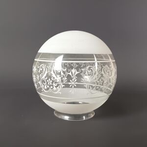 Glass Lamp Globe 4 In Base Fitter 7.5 In Height Frosted Floral Pattern Art Glass